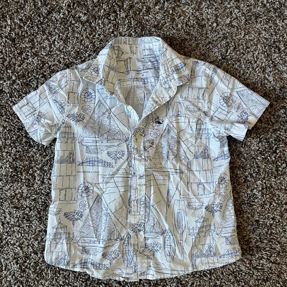 Vineyard Vines White and Blue Nautical Shirt